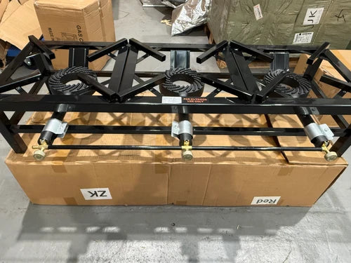 TRIPLE 3 Key Heavy Duty Double Cast Iron LPG Gas Ring Burner Catering Outdoor Black