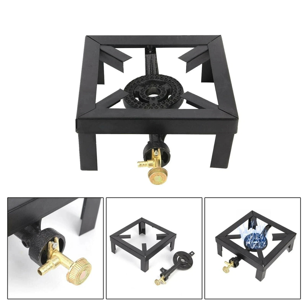 Mini Portable Gas Burner Camping Stove Cast Iron Outdoor Cooker LPG Butane Heavy Duty