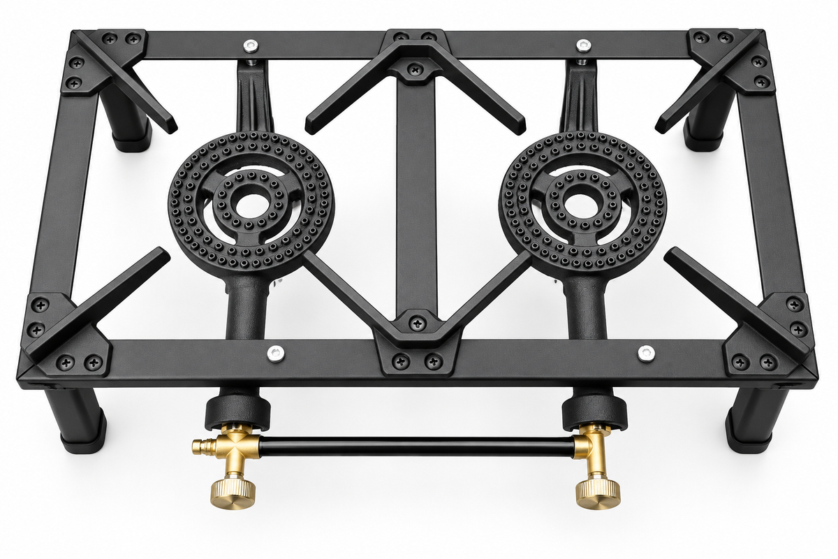Mini Double Ring 2 Burner Cast Iron Gas Stove Cooker for Outdoor Cooking Camping LPG